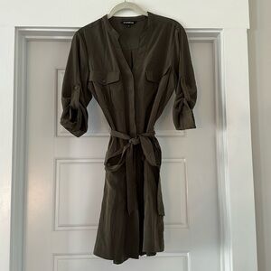 Khaki green utility shirt dress. Express brand, size small.